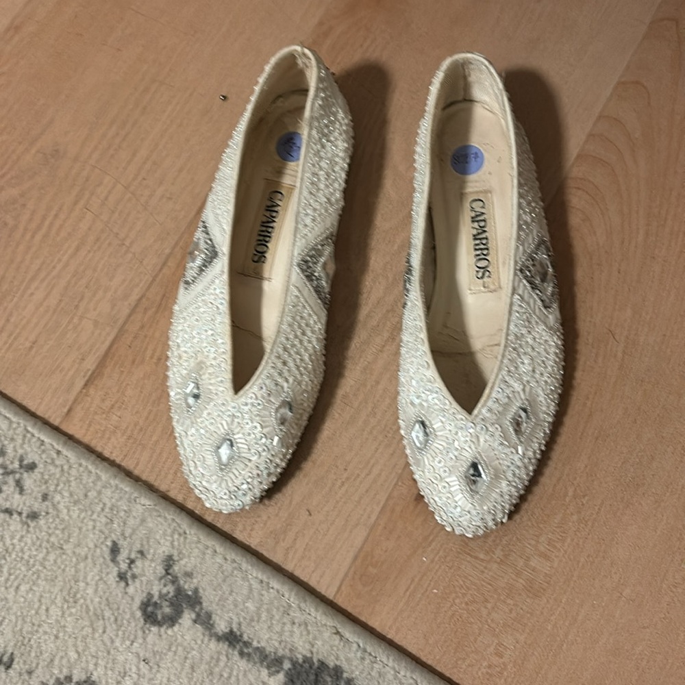 Size 7 $30 vintage beaded white flats